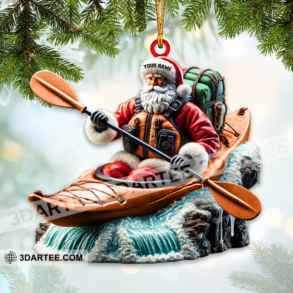 Custom Name Kayak Santa Ornament Lover Christmas Gift