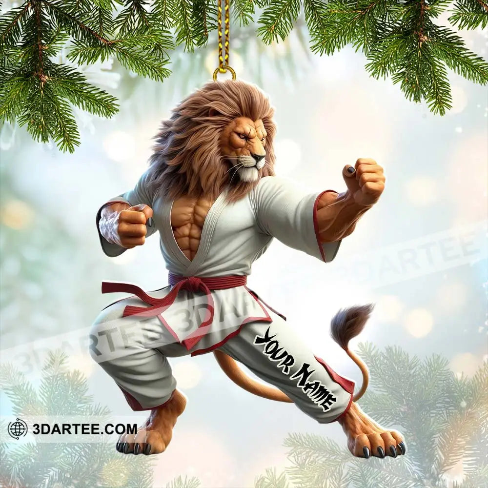 Custom Name Lion Karate Ornament Christmas Gift 3.54’’ / 1