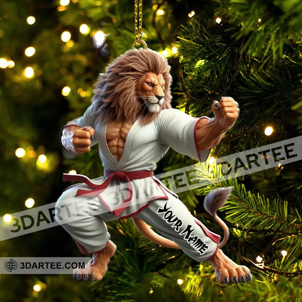 Custom Name Lion Karate Ornament Christmas Gift