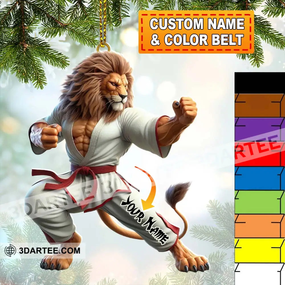 Custom Name Lion Karate Ornament Christmas Gift