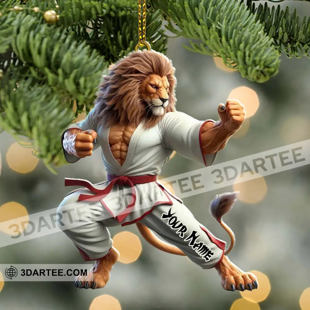 Custom Name Lion Karate Ornament Christmas Gift