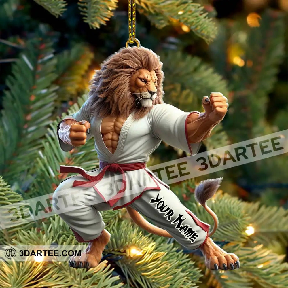 Custom Name Lion Karate Ornament Christmas Gift