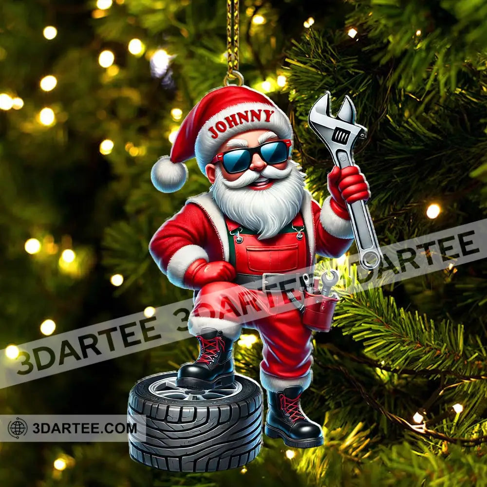 Custom Name Mechanic Santa Ornament Christmas Gift
