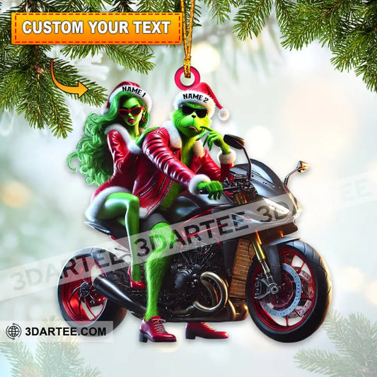 Custom Name Motorbike Christmas Couple Ornament Lover Gift