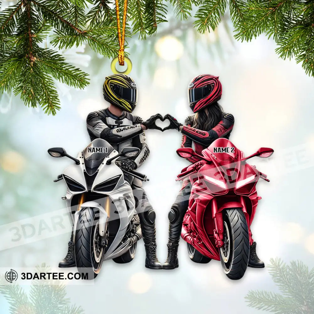 Custom Name Motorbike Couple Ornament Lover Christmas Gift 3.54’’ / 1