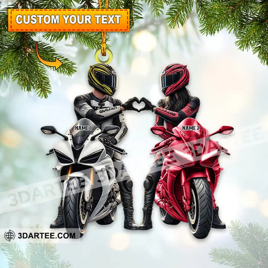 Custom Name Motorbike Couple Ornament Lover Christmas Gift