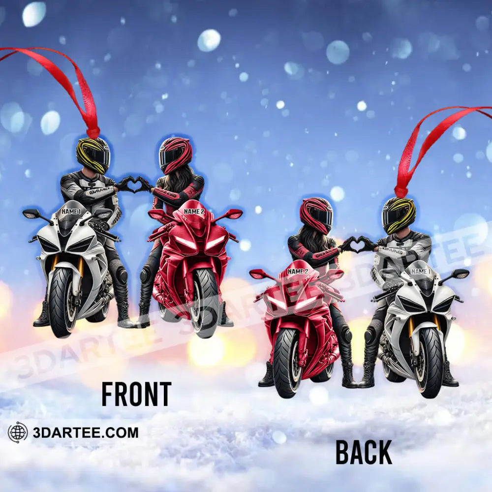 Custom Name Motorbike Couple Ornament Lover Christmas Gift