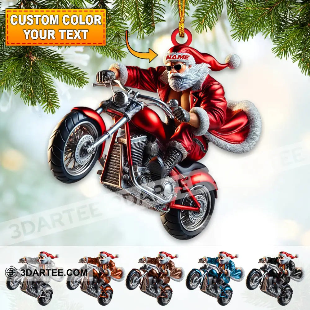 Custom Name Motorbike Santa Ornament Lover Christmas Gift