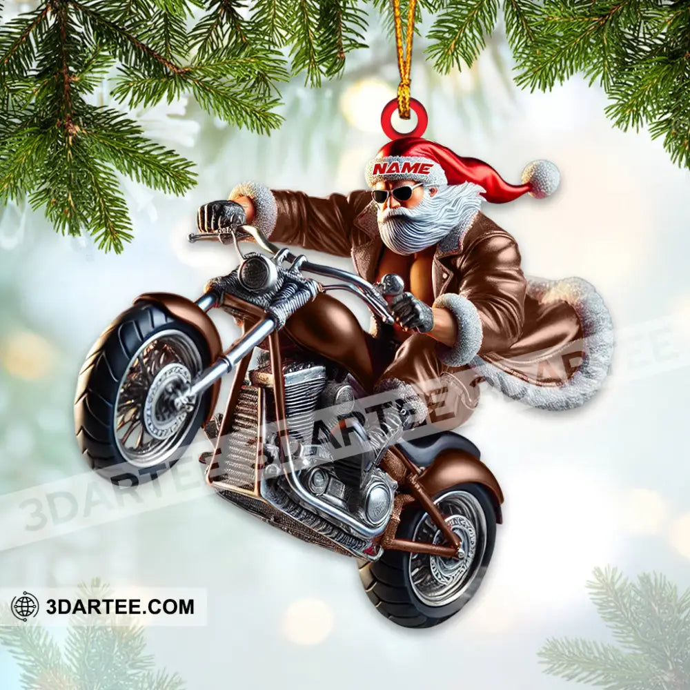 Custom Name Motorbike Santa Ornament Lover Christmas Gift