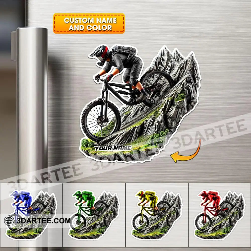 Custom Name Mountain Bike Fridge Magnet Gift For Lover