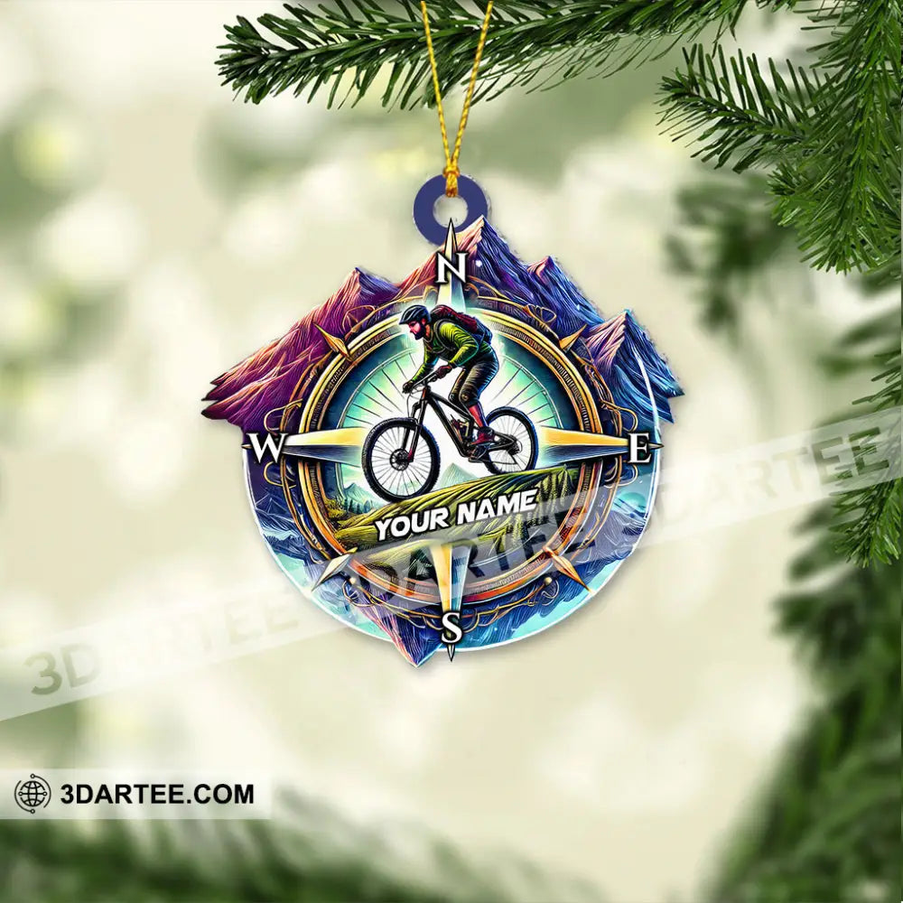 Custom Name Mountain Bike Ornament Christmas Gift for Mountain Bike Lover 3.54’’ / 1 Ornament Ornament