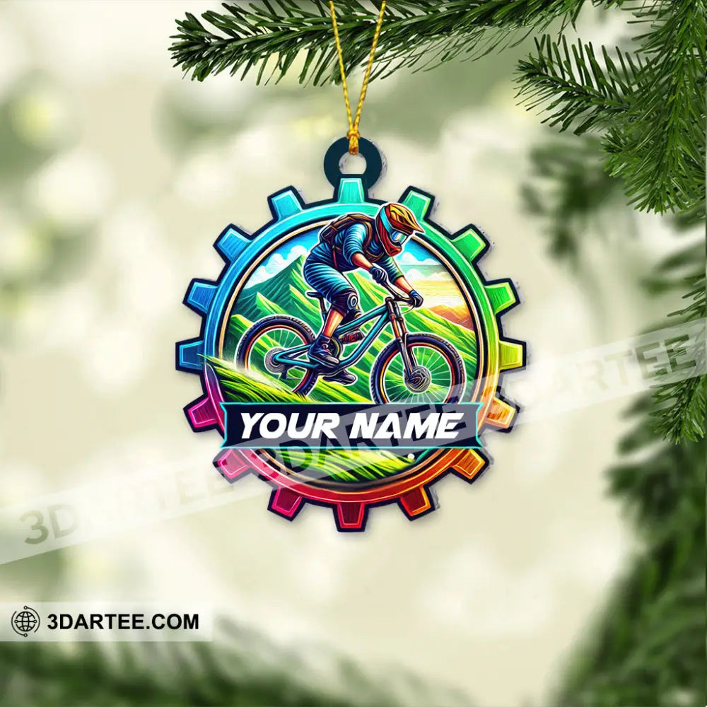 Custom Name Mountain Bike Ornament Christmas Gift for Mountain Bike Lover 3.54’’ / 1 Ornament Ornament