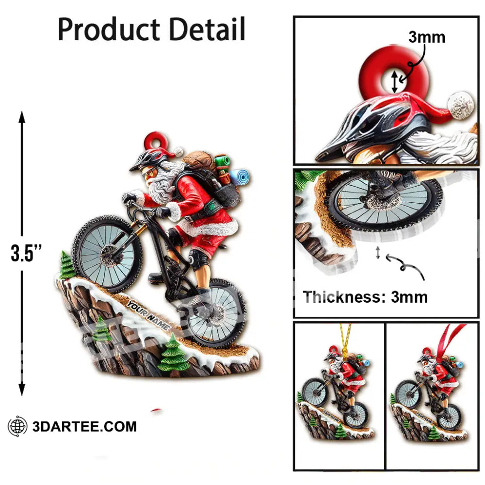 Custom Name Mountain Bike Ornament Santa Christmas Gift