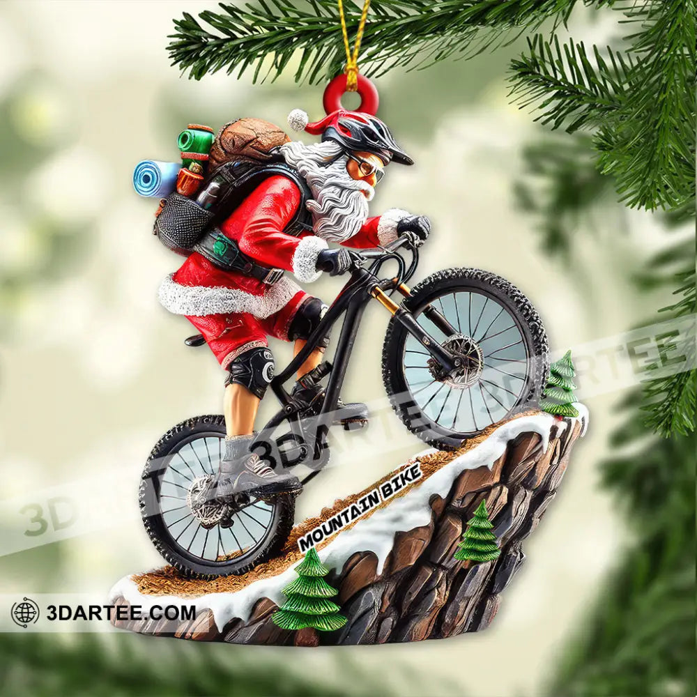 Custom Name Mountain Bike Ornament Santa Christmas Gift 3.54’’ / 1