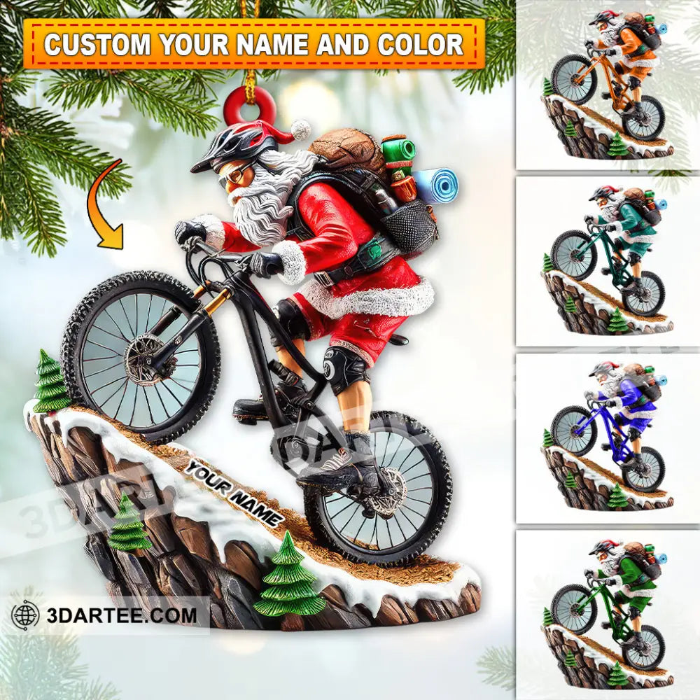 Custom Name Mountain Bike Ornament Santa Christmas Gift