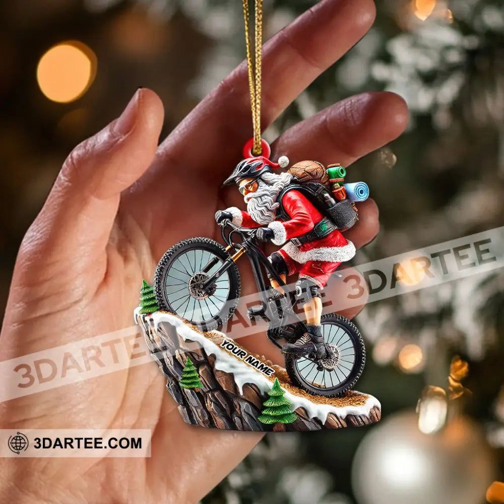 Custom Name Mountain Bike Ornament Santa Christmas Gift