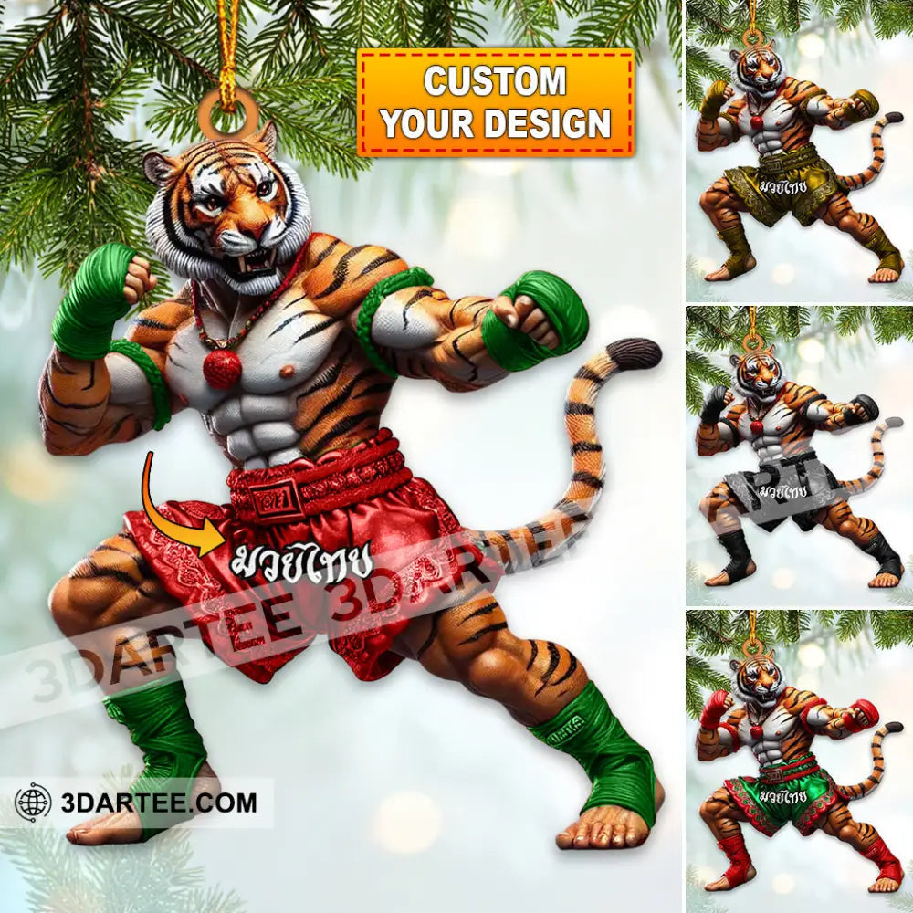 Custom Name Muay Thai Ornament Santa Christmas Gift