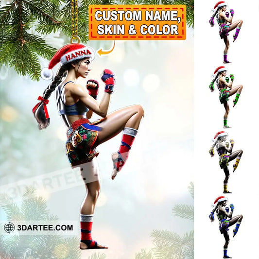 Custom Name Muay Thai Woman Ornament Christmas Gift