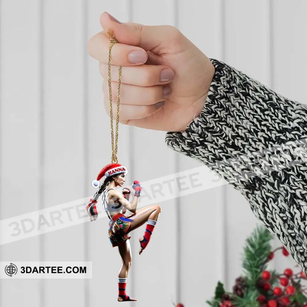 Custom Name Muay Thai Woman Ornament Christmas Gift