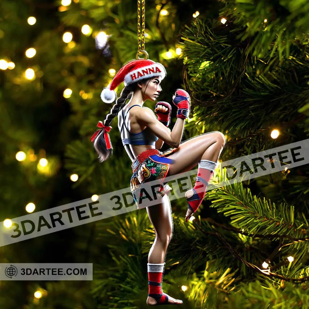 Custom Name Muay Thai Woman Ornament Christmas Gift