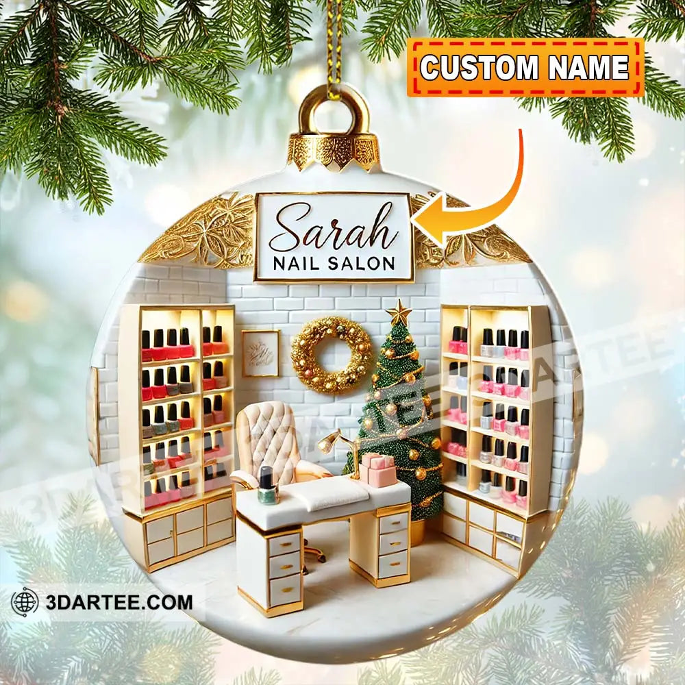 Custom Name Nail Salon Ornament Christmas Decoration