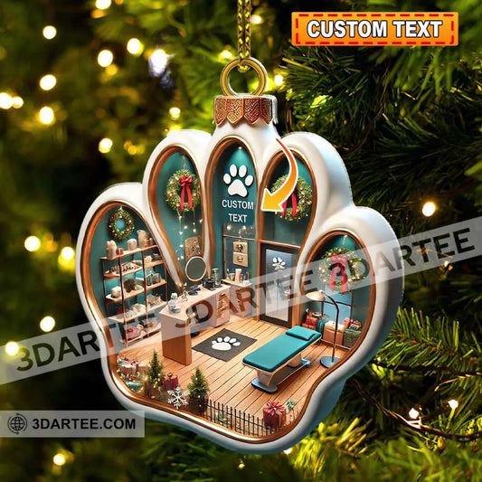 Custom Name Pet Grooming Shop Ornament Christmas Gift For Groomer