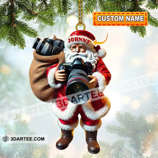 Custom Name Photographer Santa Ornament Christmas Gift Decoration