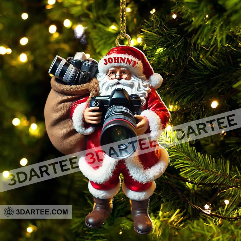 Custom Name Photographer Santa Ornament Christmas Gift Decoration