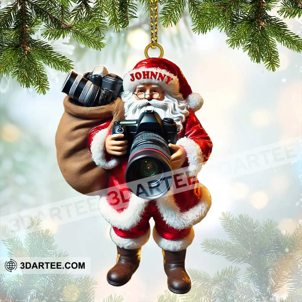 Custom Name Photographer Santa Ornament Christmas Gift Decoration 3.54’’ / 1