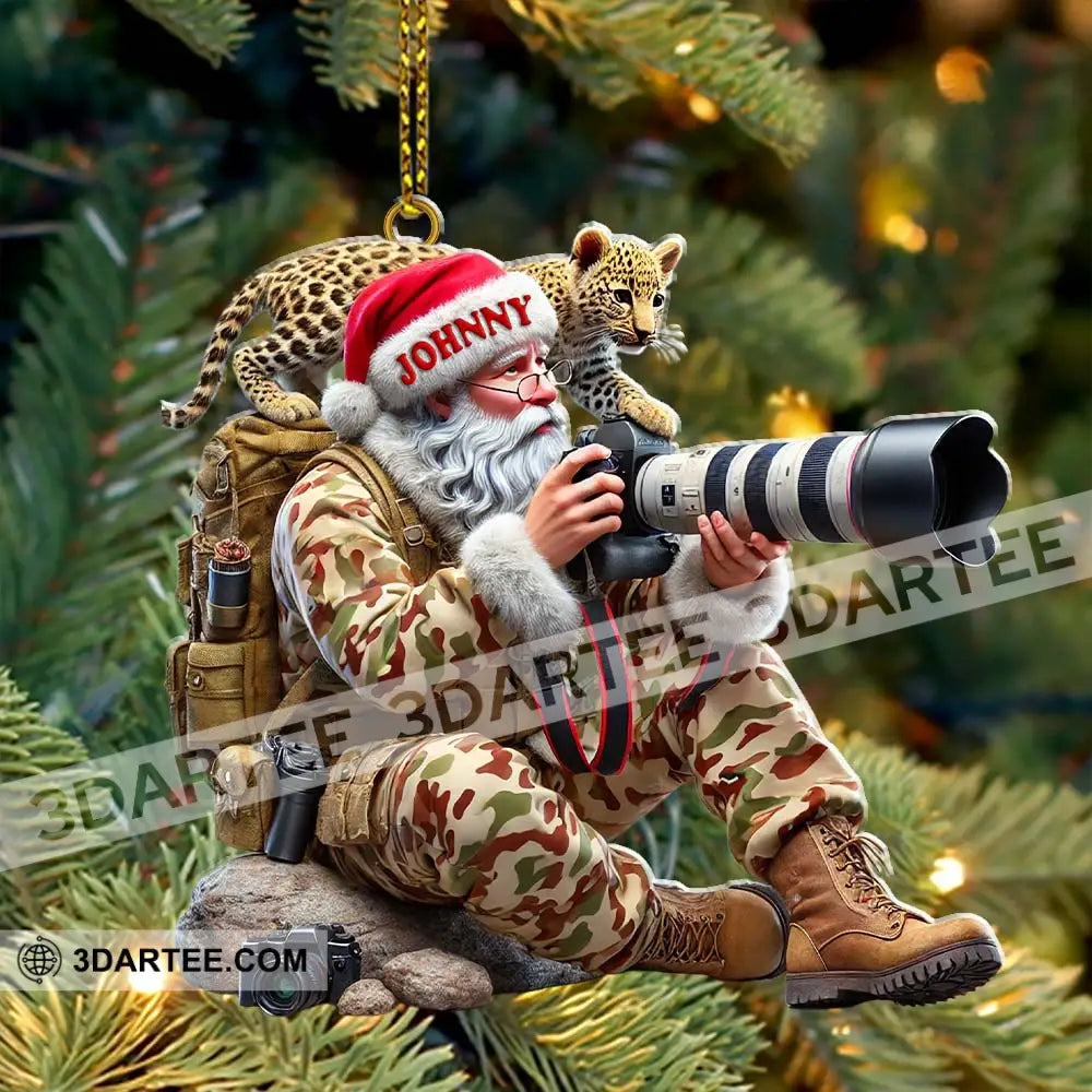 Custom Name Photographer Santa Ornament Christmas Gift Decoration 3.54’’ / 1