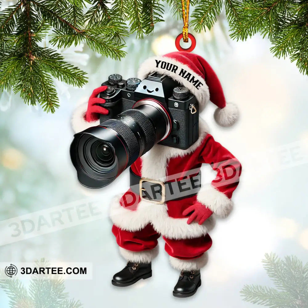 Custom Name Photographer Santa Ornament Christmas Gift Decoration 3.54’’ / 1