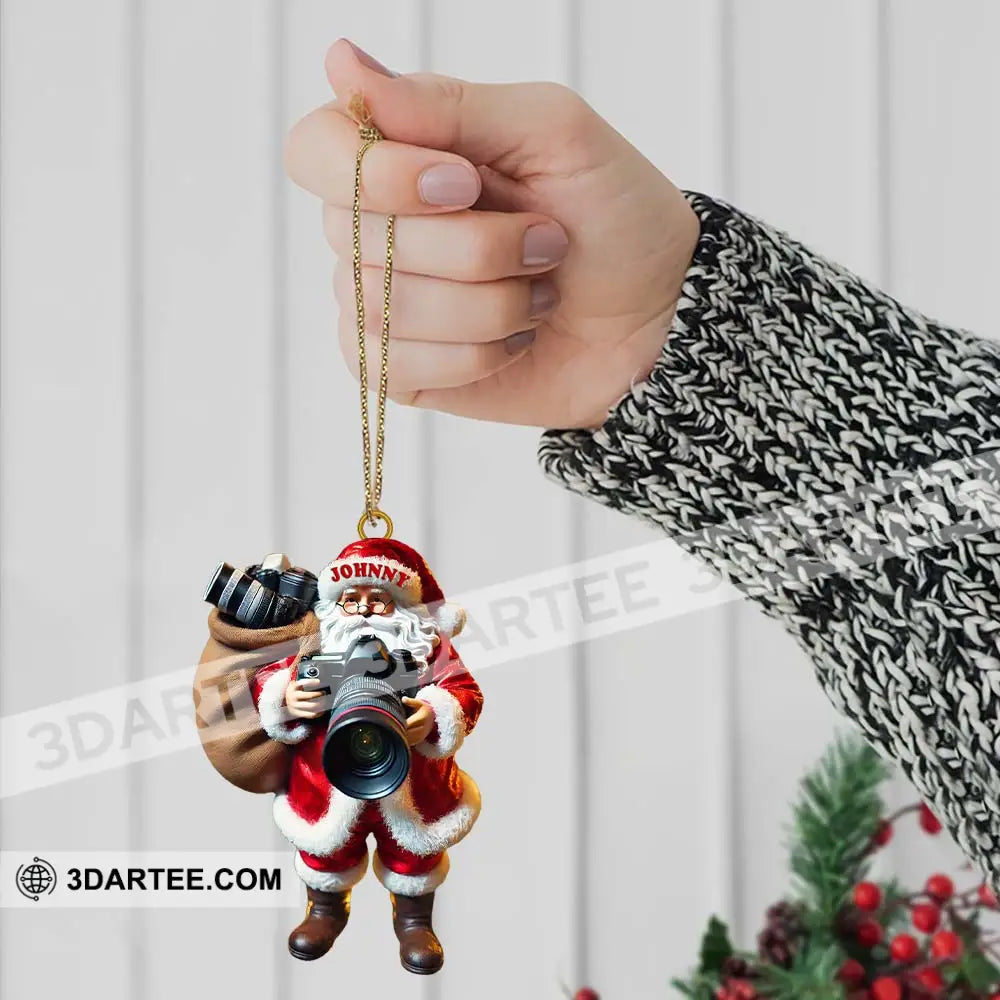 Custom Name Photographer Santa Ornament Christmas Gift Decoration