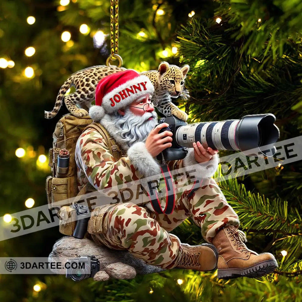 Custom Name Photographer Santa Ornament Christmas Gift Decoration