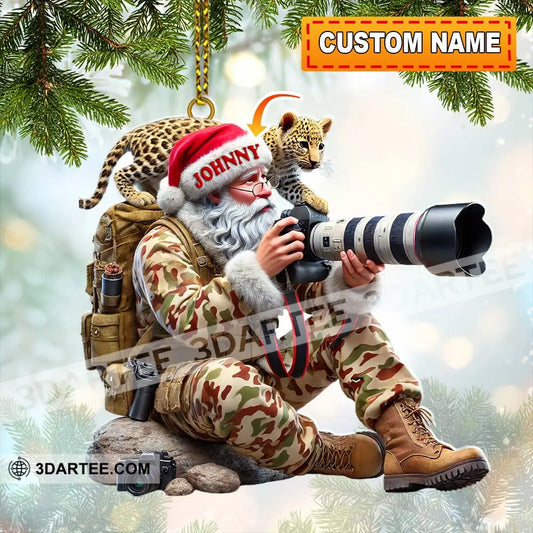 Custom Name Photographer Santa Ornament Christmas Gift Decoration