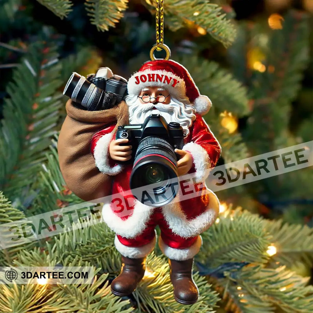 Custom Name Photographer Santa Ornament Christmas Gift Decoration