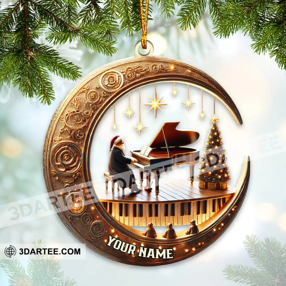 Custom Name Piano Santa Ornament Christmas Gift Decoration 3.54’’ / 1