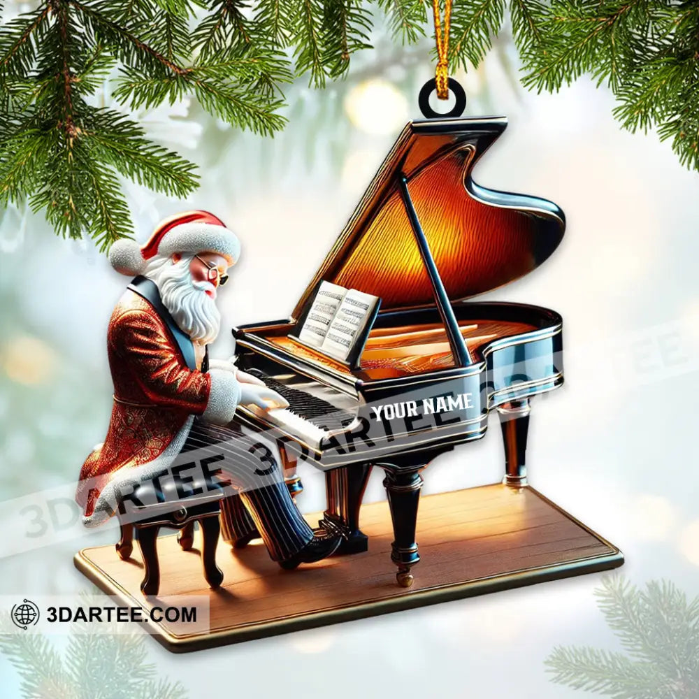 Custom Name Piano Santa Ornament Christmas Gift Decoration 3.54’’ / 1