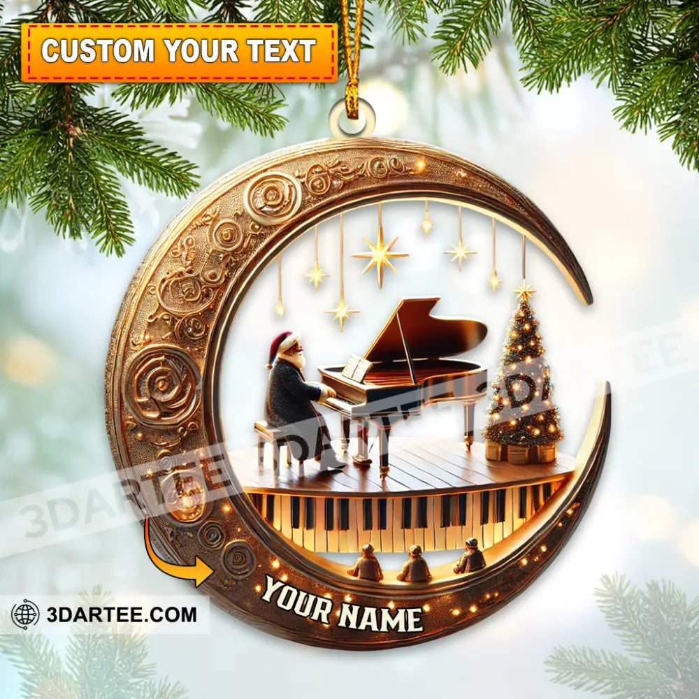 Custom Name Piano Santa Ornament Christmas Gift Decoration