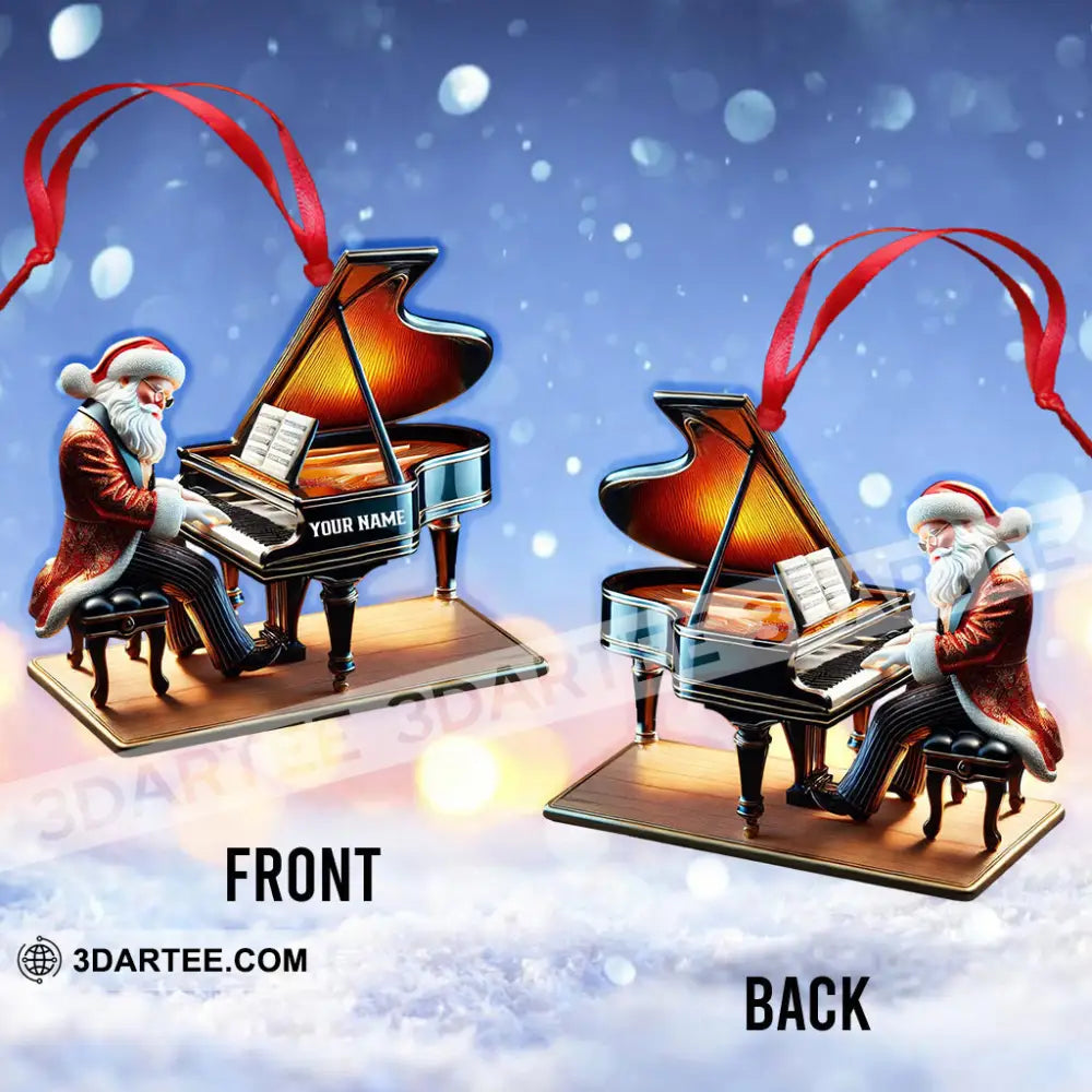 Custom Name Piano Santa Ornament Christmas Gift Decoration