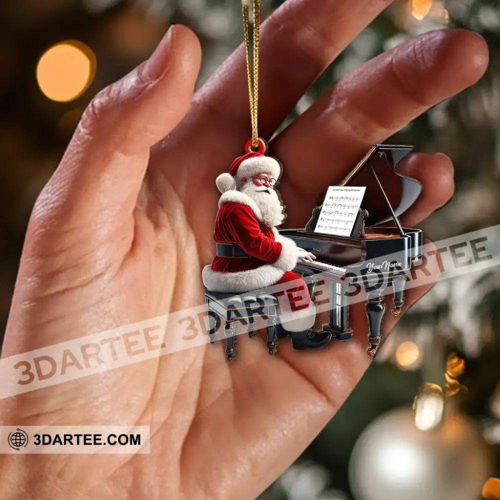 Custom Name Piano Santa Ornament Christmas Gift For Pianist