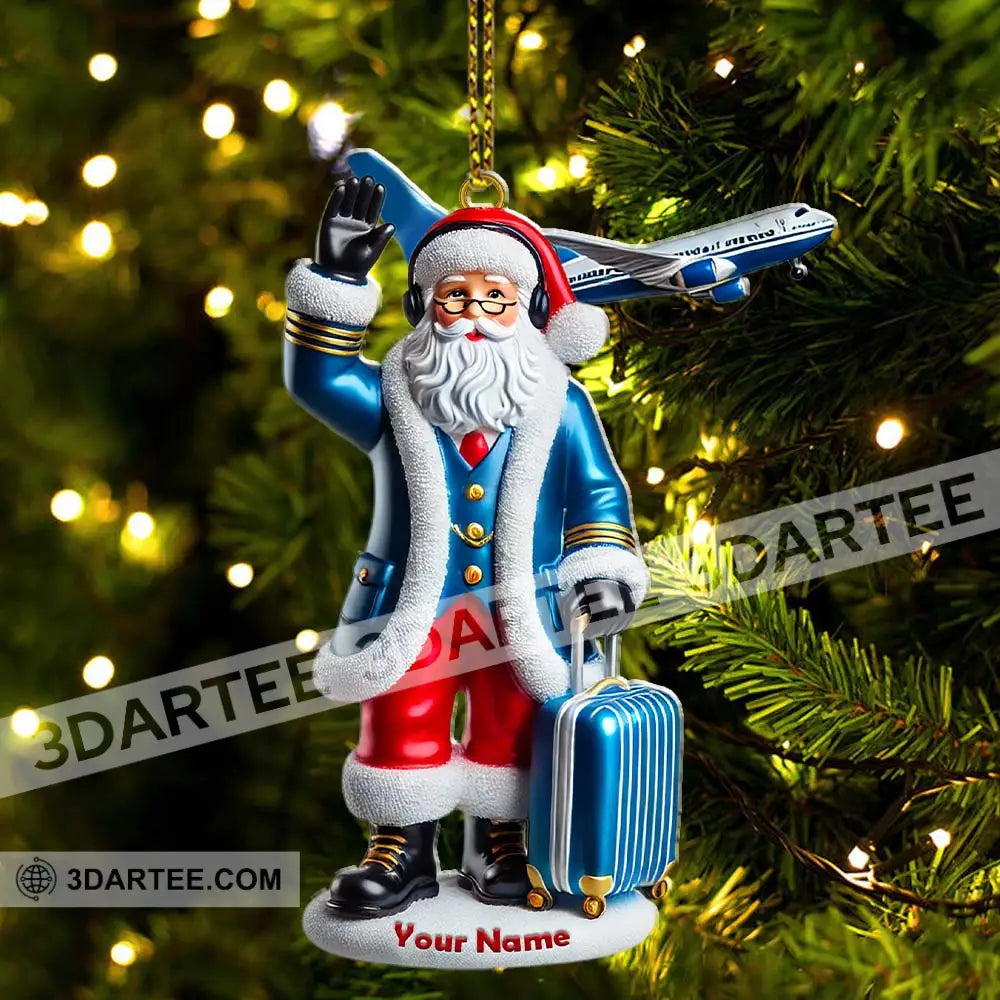 Custom Name Pilot Santa Ornament Christmas Gift