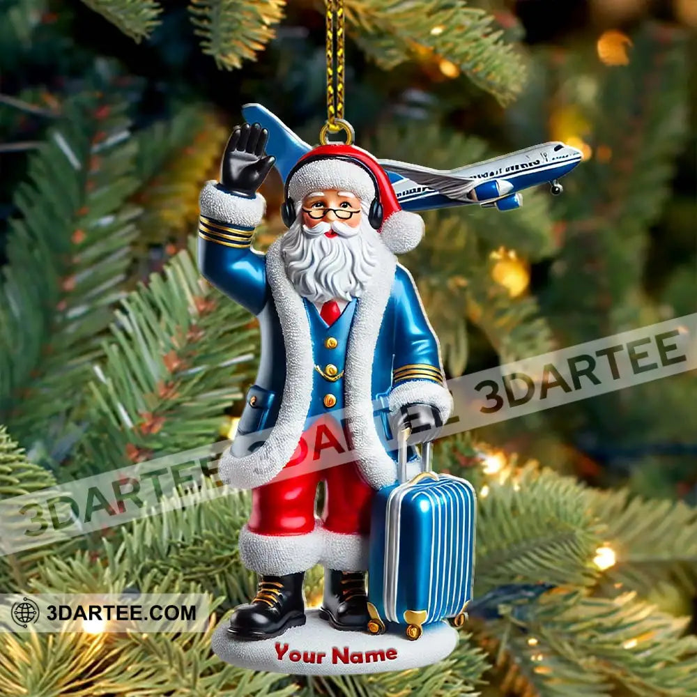 Custom Name Pilot Santa Ornament Christmas Gift
