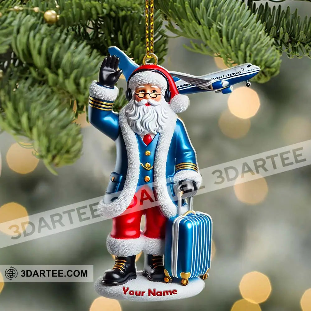 Custom Name Pilot Santa Ornament Christmas Gift
