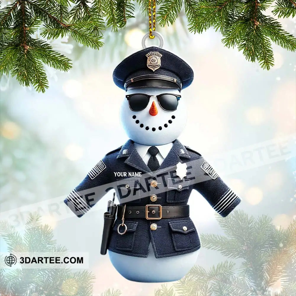 Custom Name Police Snowman Ornament Christmas Gift For 3.54’’ / 1