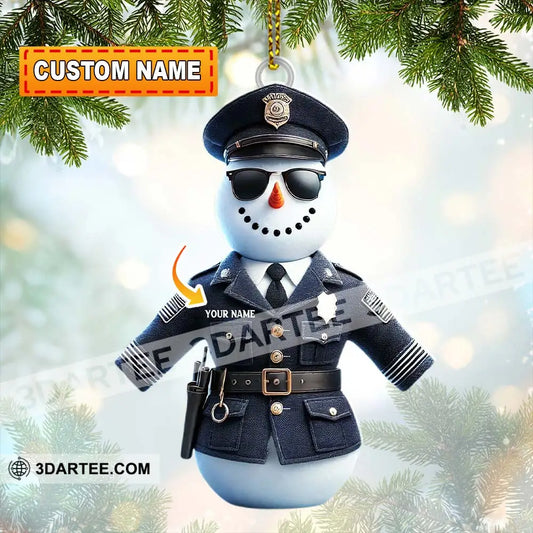 Custom Name Police Snowman Ornament Christmas Gift For