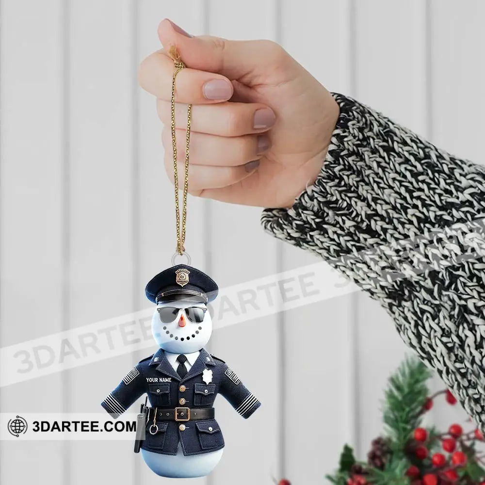 Custom Name Police Snowman Ornament Christmas Gift For