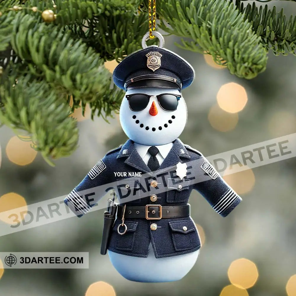 Custom Name Police Snowman Ornament Christmas Gift For