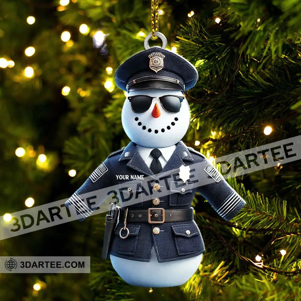 Custom Name Police Snowman Ornament Christmas Gift For