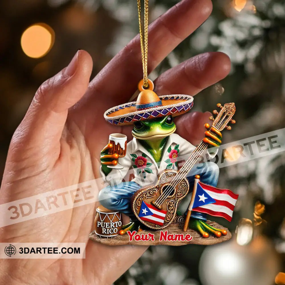 Custom Name Puerto Rico Ornament Christmas Gift 3.54’’ / 1