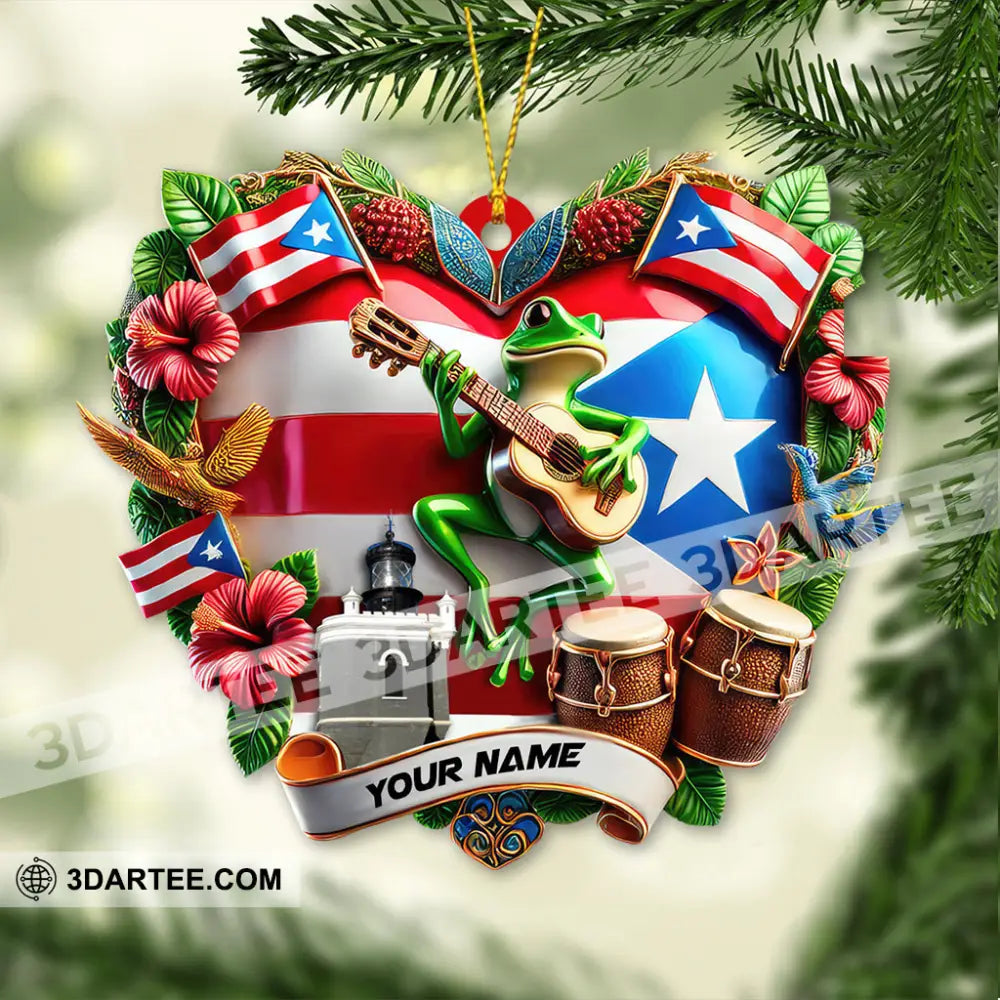 Custom Name Puerto Rico Ornament Christmas Gift For Lover 3.54’’ / 1